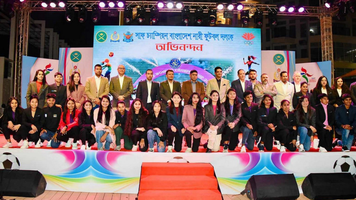 সাফ চ্যাম্পিয়ন নারী ফুটবল দলকে এক কোটি টাকার পুরস্কার এবং সংবর্ধনা প্রদান করেছে বিওএ
